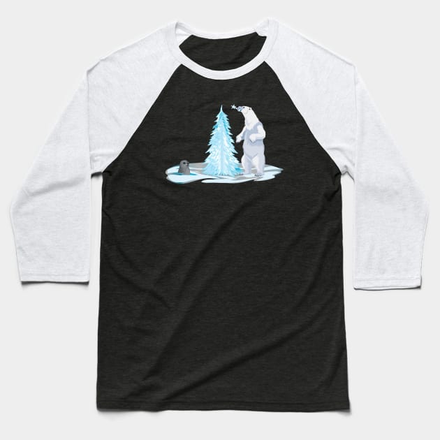 Arctic Holiday Baseball T-Shirt by Peppermint Narwhal